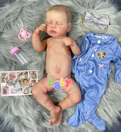 "Jade" - 20 Inch Realistic Sleeping Girl Reborn Doll Full Silicone Vinyl Body or Cloth Body
