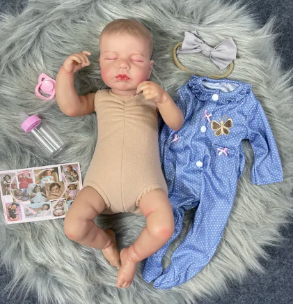 "Jade" - 20 Inch Realistic Sleeping Girl Reborn Doll Full Silicone Vinyl Body or Cloth Body