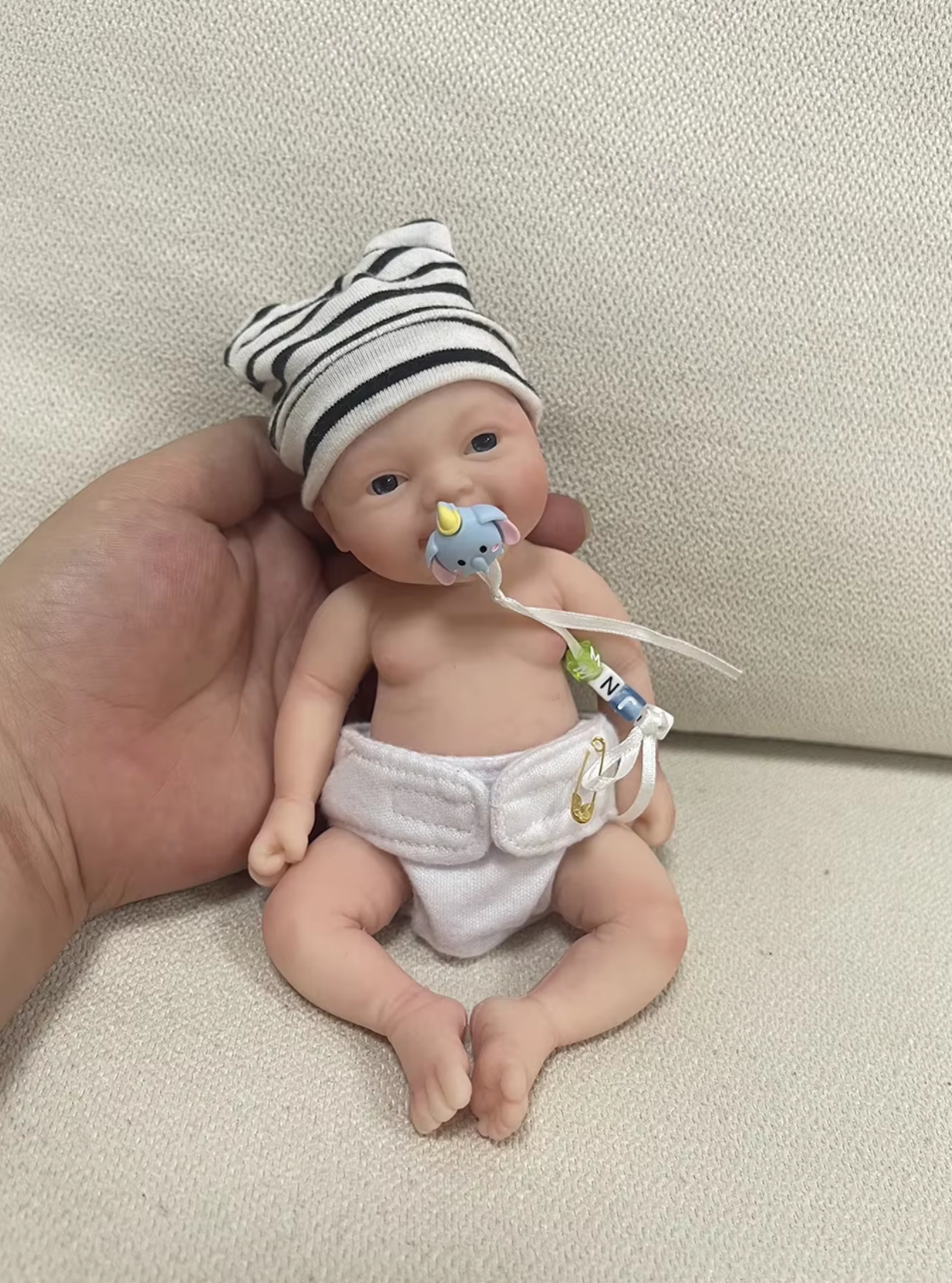 Nate - 7 Inch Mini Reborn Doll Realistic Palm Sized Full Silicone Body