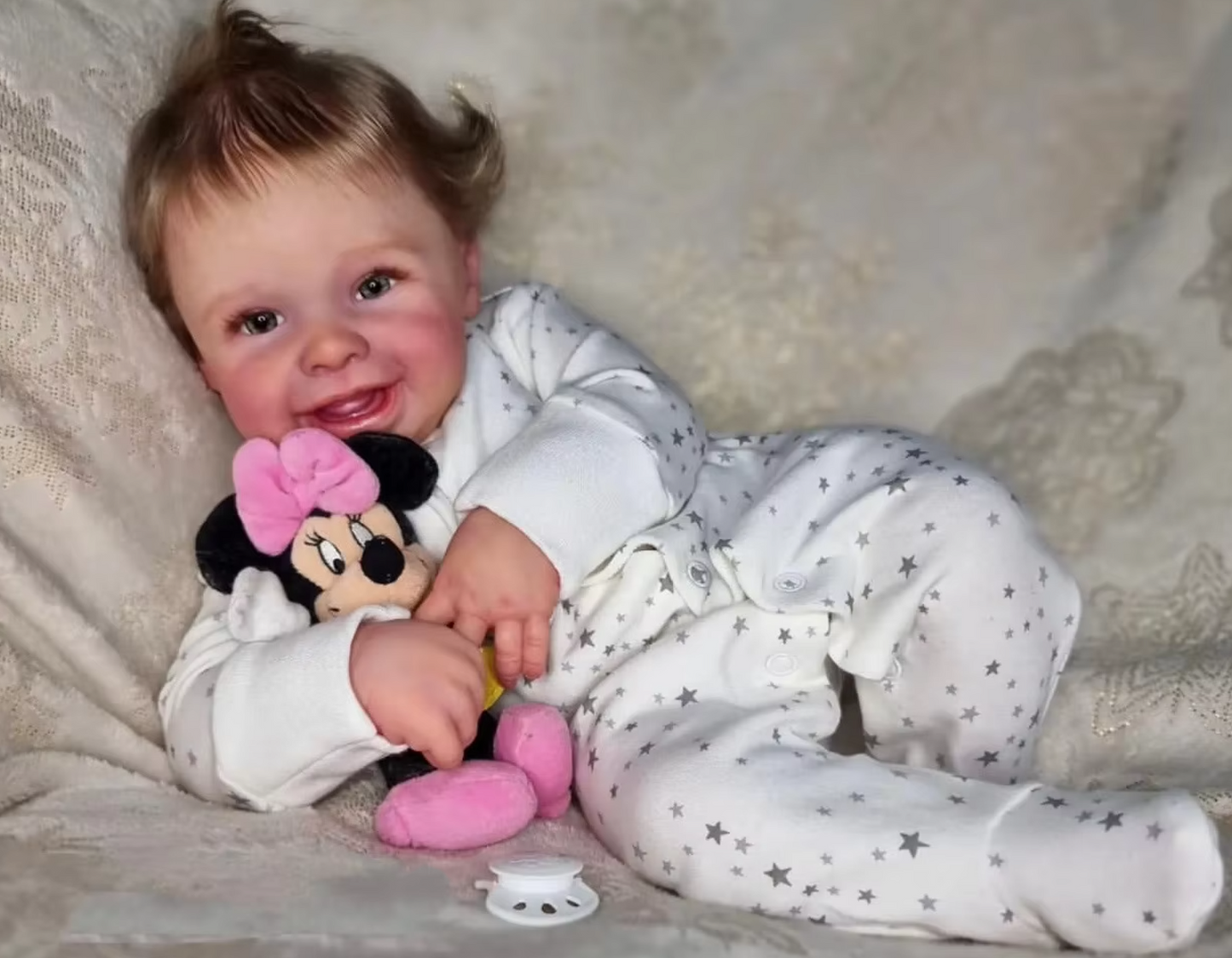 "Bonnie" – 22Inch Smiling Baby Girl Reborn Doll Soft Cloth Body
