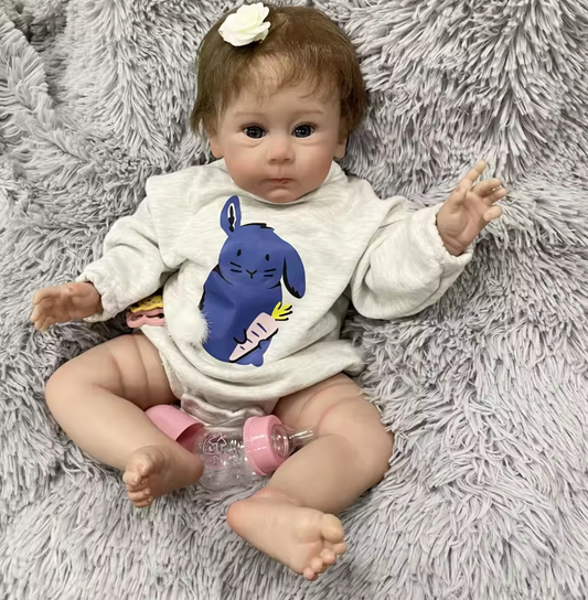 “Maisie” – 24 Inch Reborn Baby Girl Doll Hand-Rooted Hair Soft Cloth Body
