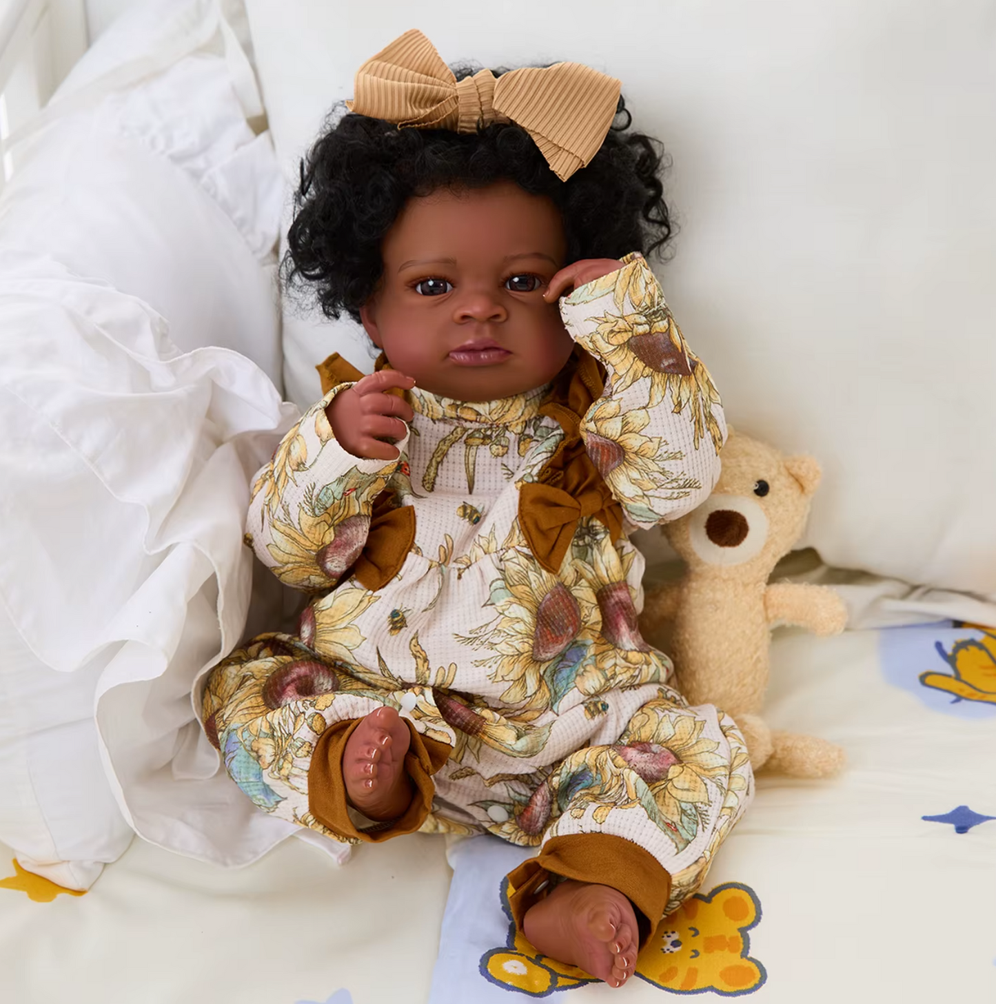 "Ella" - 20 Inch African American Reborn Doll Full Vinyl Body with Beautiful Dark Skin